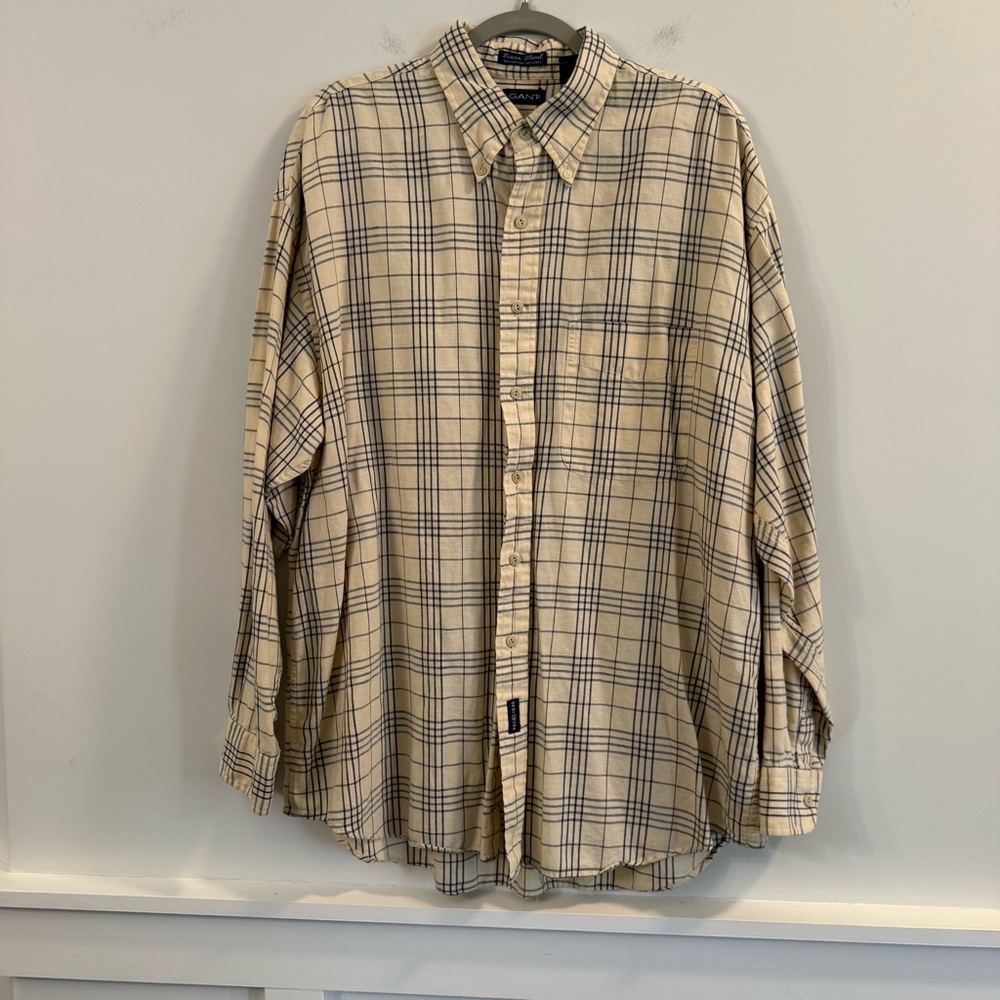 Men’s Gant Cream Plaid Button-Down Shirt